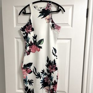 White and pink floral dress
